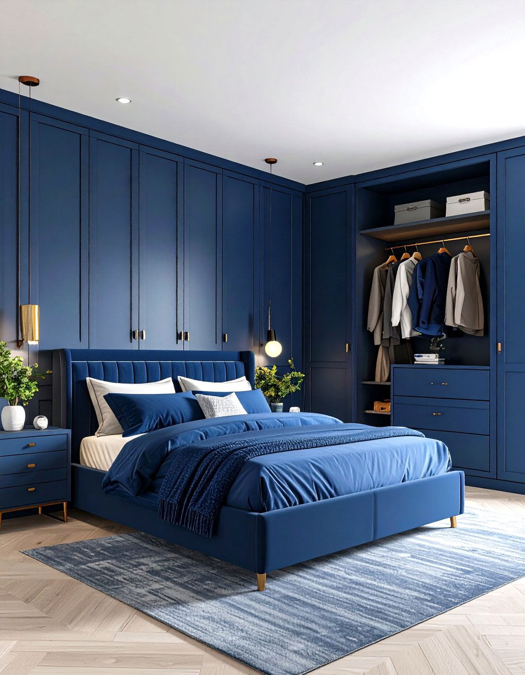 Moody Blue Bedroom with Built in Storage - 20 Moody Blue Bedroom Ideas
