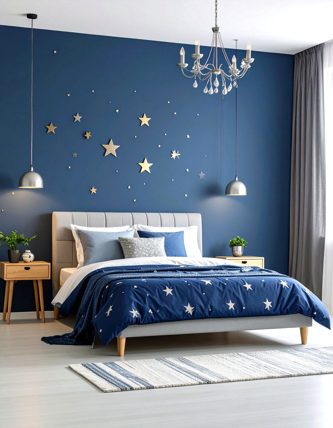 Moody Blue Bedroom with Celestial Theme - 20 Moody Blue Bedroom Ideas