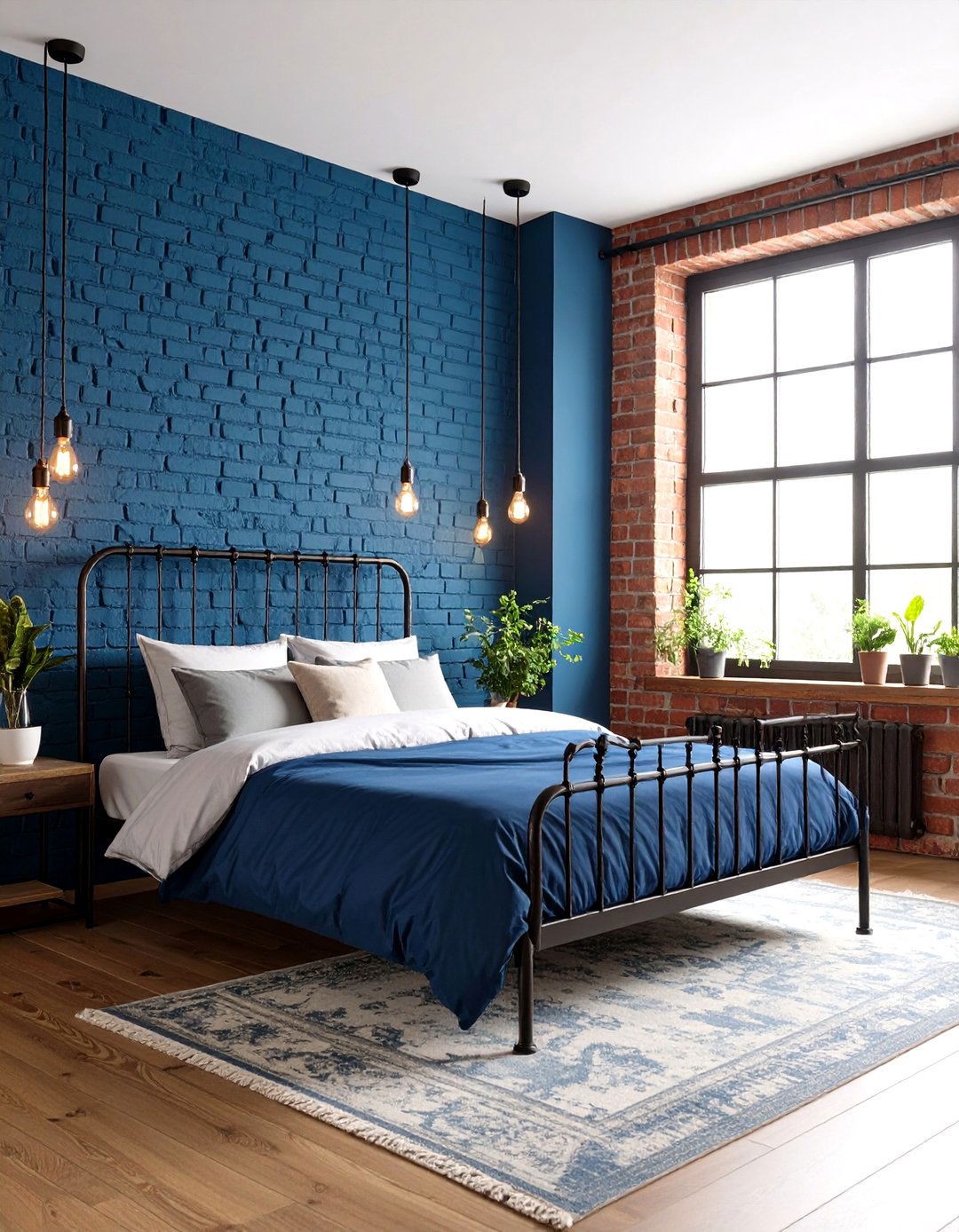Moody Blue Bedroom with Industrial Elements - 20 Moody Blue Bedroom Ideas