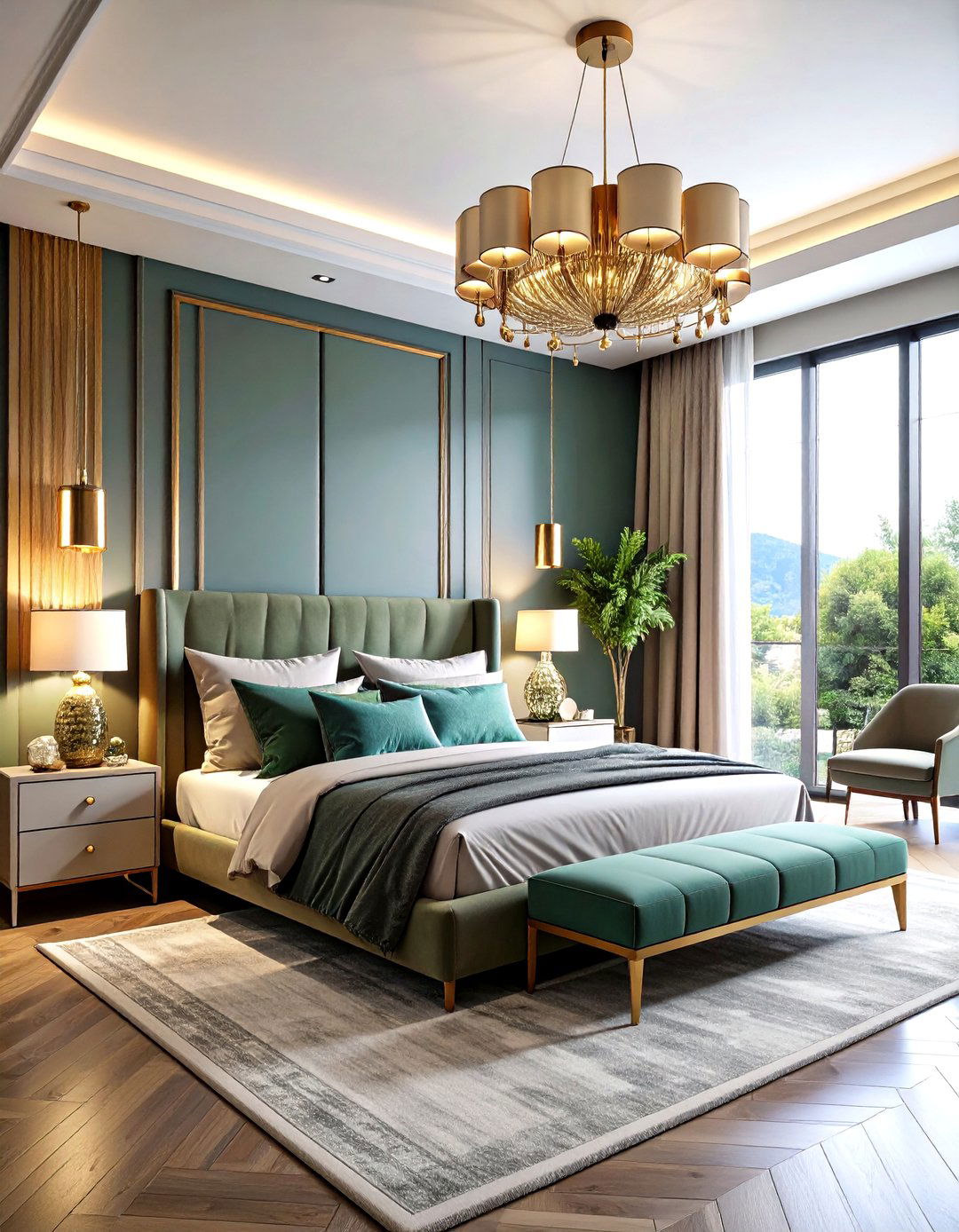 Moody Blue Bedroom with Mixed Metallics - 20 Moody Blue Bedroom Ideas