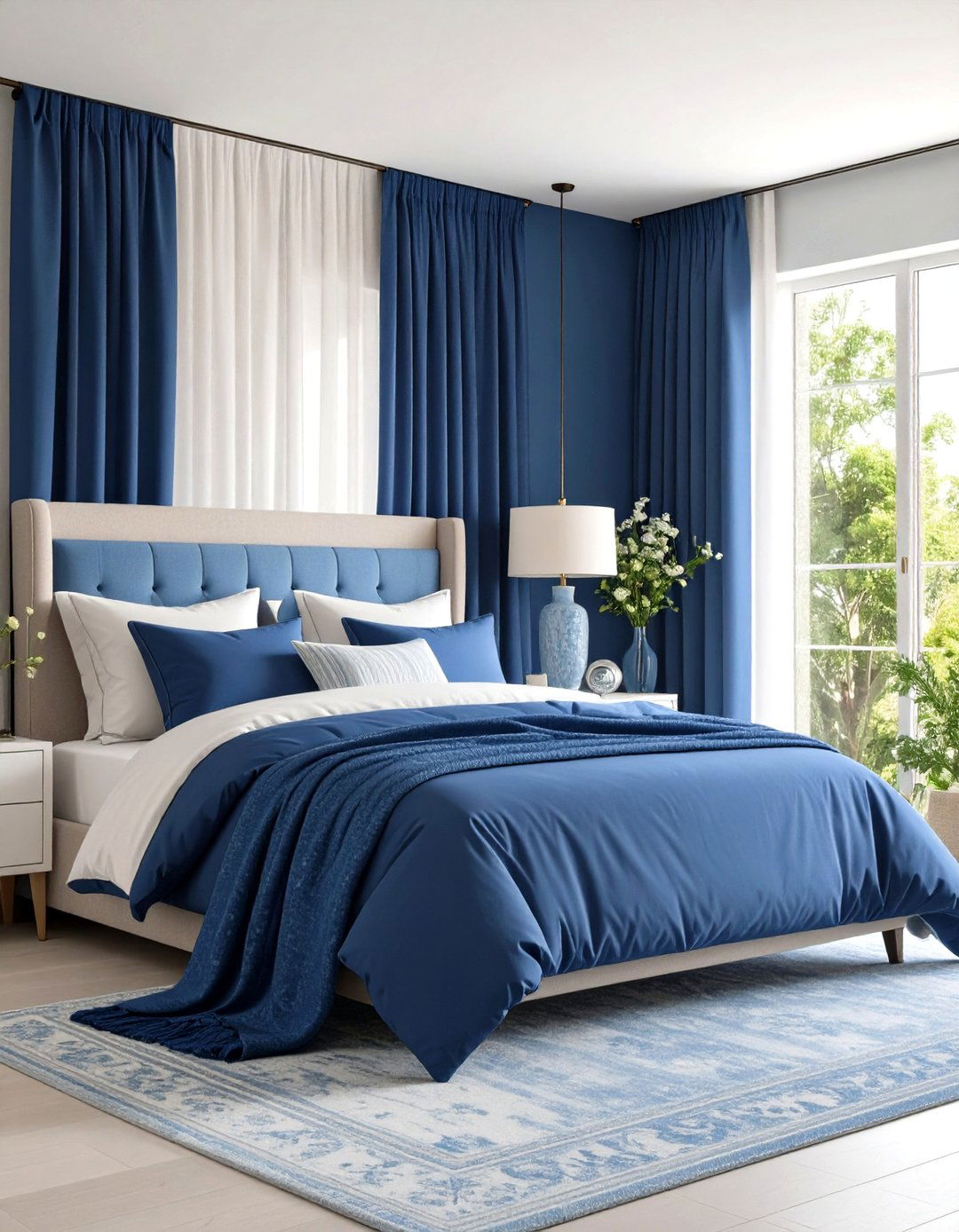 Moody Blue Bedroom with Monochromatic Layering - 20 Moody Blue Bedroom Ideas