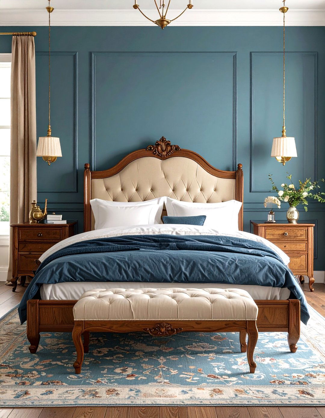 Moody Blue Bedroom with Vintage Charm - 20 Moody Blue Bedroom Ideas