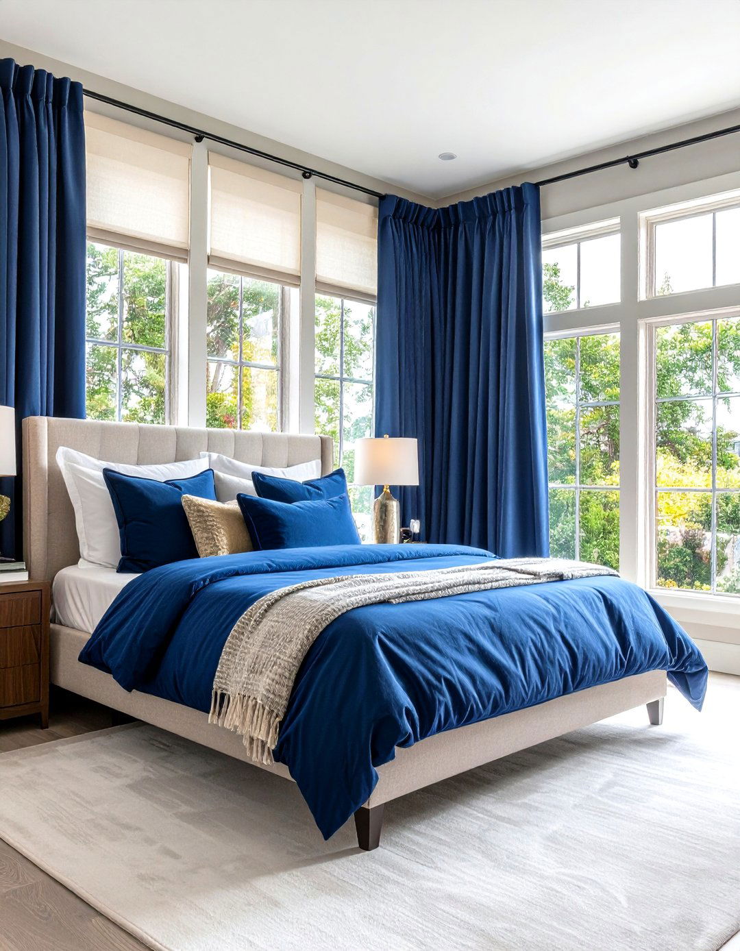Moody Blue Bedroom with Window Treatment Focus - 20 Moody Blue Bedroom Ideas