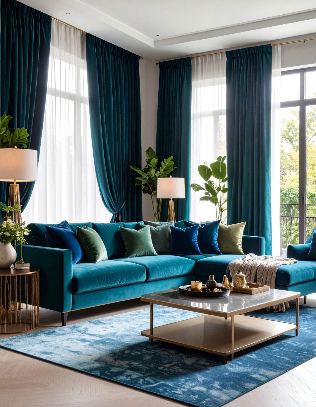 Moody Boho Living Room with Rich Velvet Drapes and Window Treatments - 20 Moody Boho Living Room Ideas