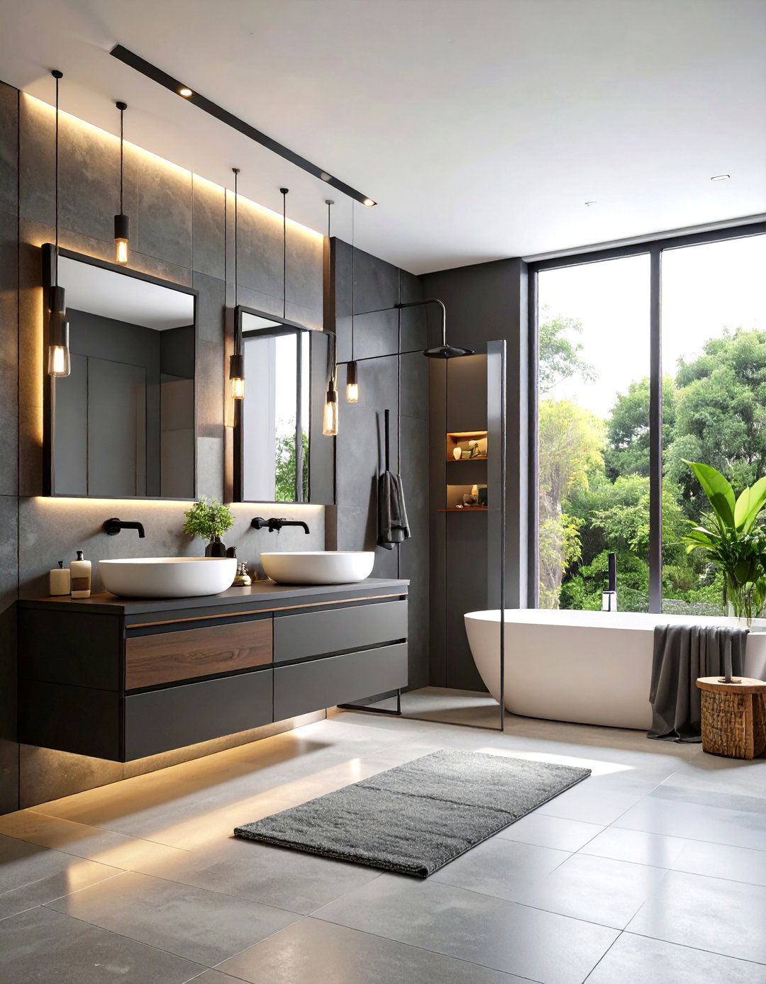 Moody Charcoal Masculine Bathroom - 20 Masculine Bathroom Ideas