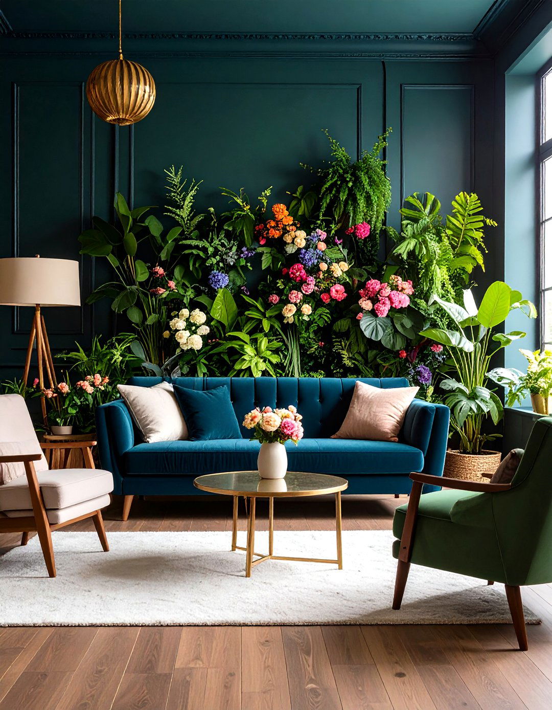 Moody Dark Botanical Living Room Wallpaper - 20 Living Room Wallpaper Ideas