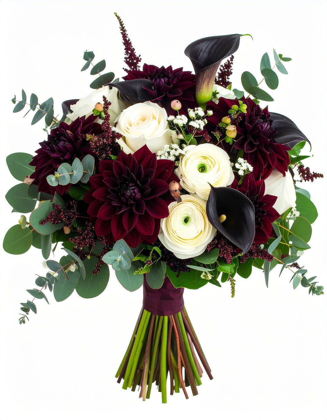 Moody Dark Floral Bouquets for a Black Themed Wedding - 20 Black-Themed Wedding Ideas