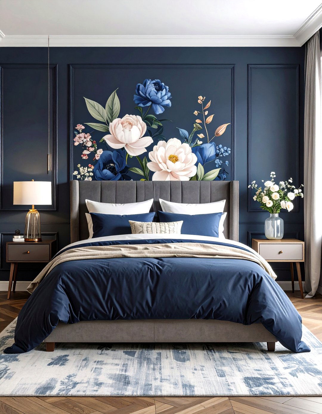 Moody Floral Wallpaper as a Focal Point - 20 Dark Bedroom Ideas