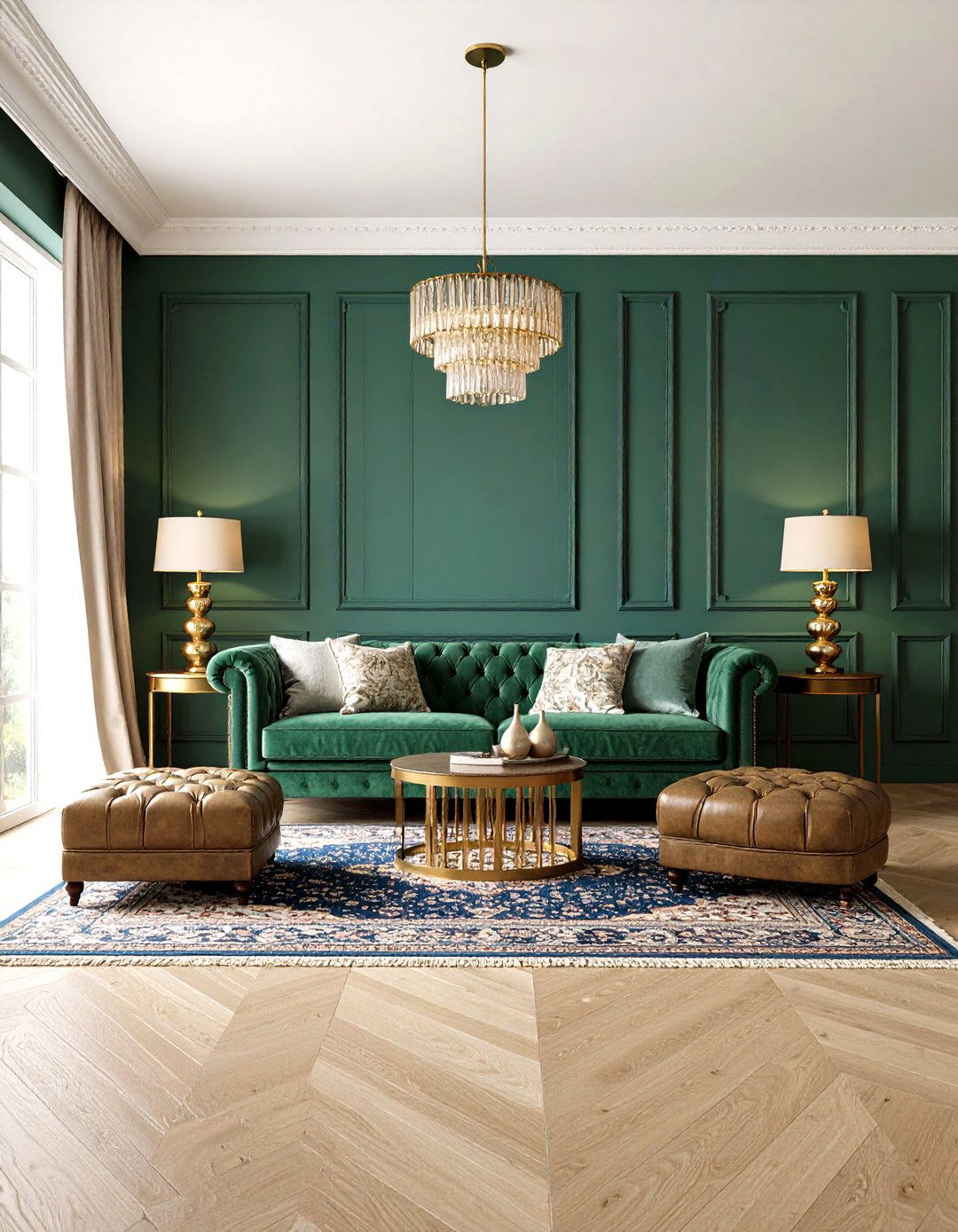 Moody Green Paneling and Wainscoting for Heritage Charm - 20 Dark Green Living Room Ideas