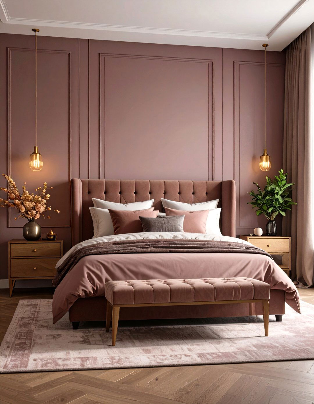 Moody Mauve Pink and Gold Bedroom - 20 Pink and Gold Bedroom Ideas