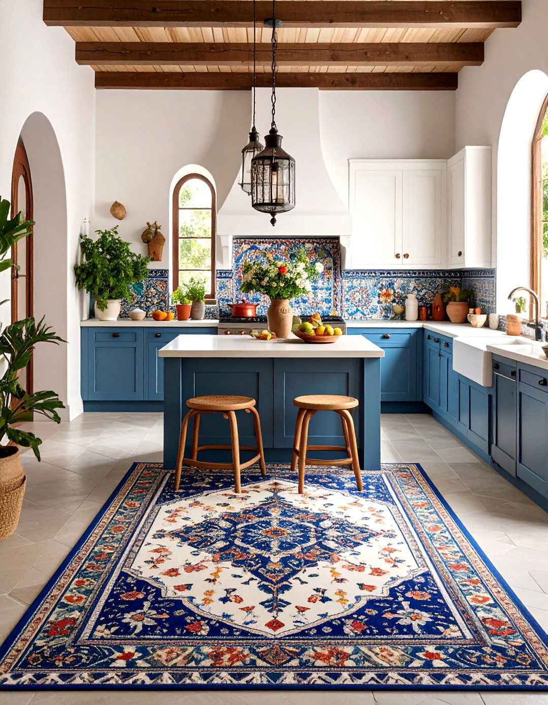 Moroccan Inspired Kitchen Rug with Tile Patterns - 20 Kitchen Rug Ideas