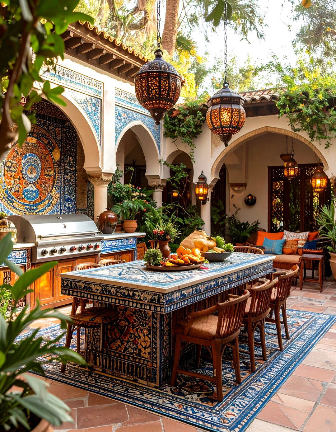 Moroccan Inspired Luxury Outdoor Kitchen Riad - 20 Luxury Outdoor Kitchen Ideas