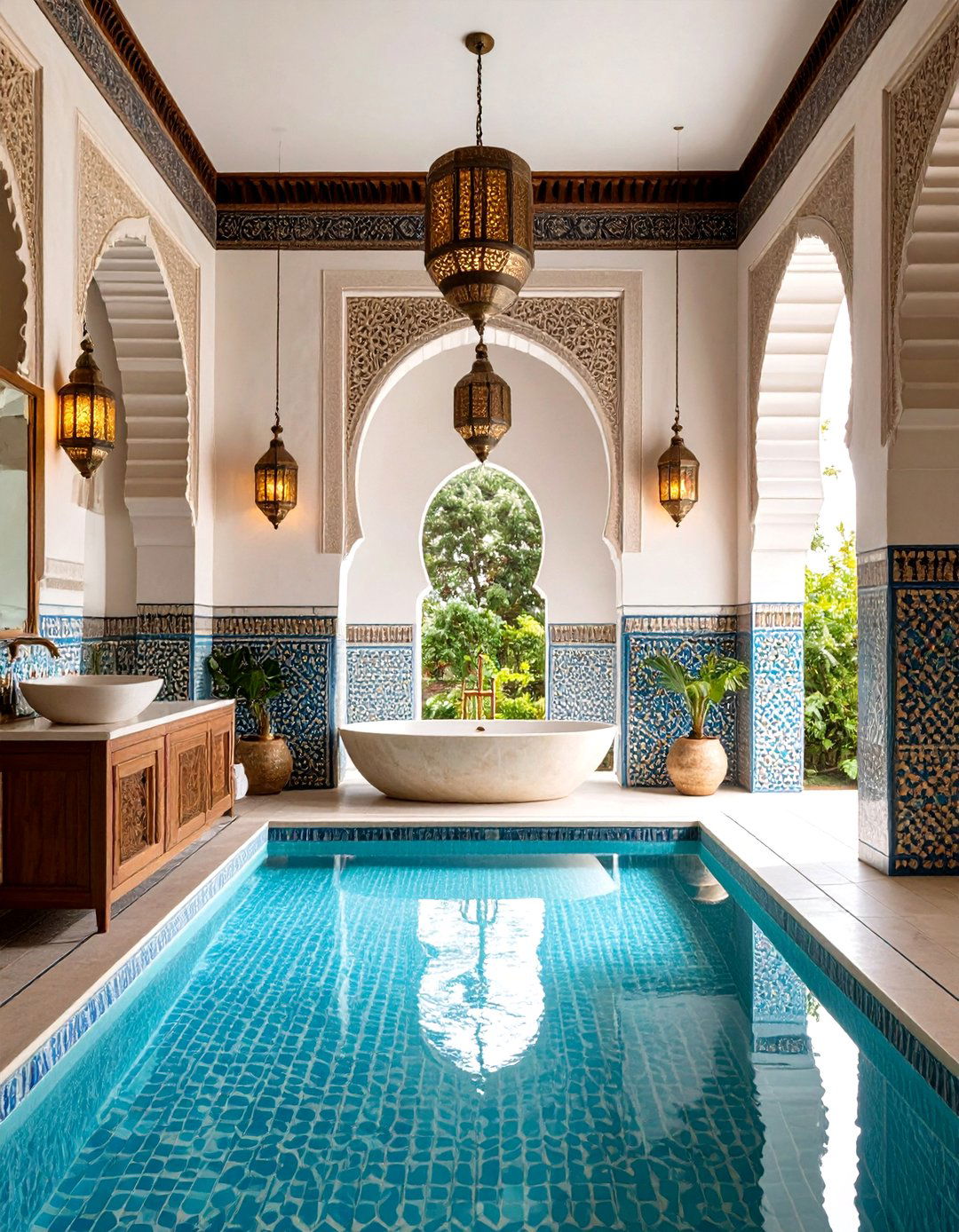 Moroccan Inspired Pool Bathroom - 20 Pool Bathroom Ideas