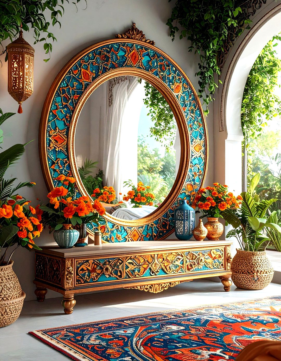 Moroccan Mirror Painting with Intricate Mandala Patterns - 20 Mirror Painting Ideas
