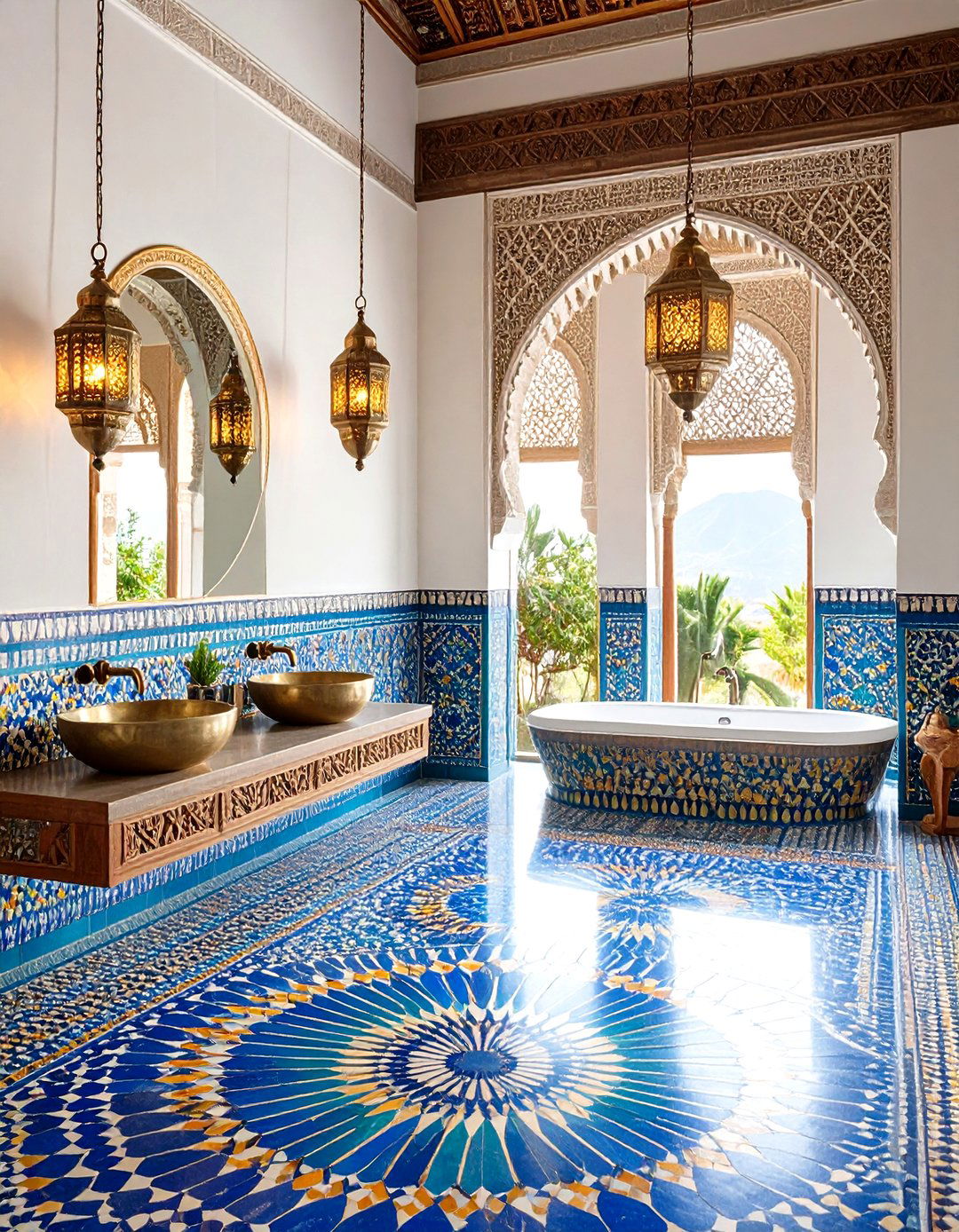 Moroccan Mosaic Maximalist Bathroom - 20 Maximalist Bathroom Design Ideas