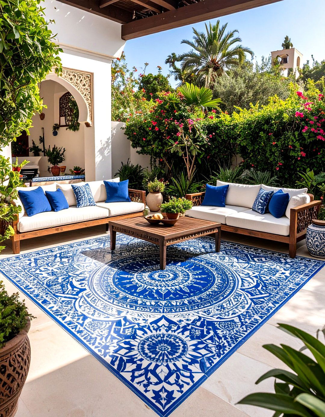 Moroccan Tile Painted Concrete Patio - 20 Painted Concrete Patio Ideas