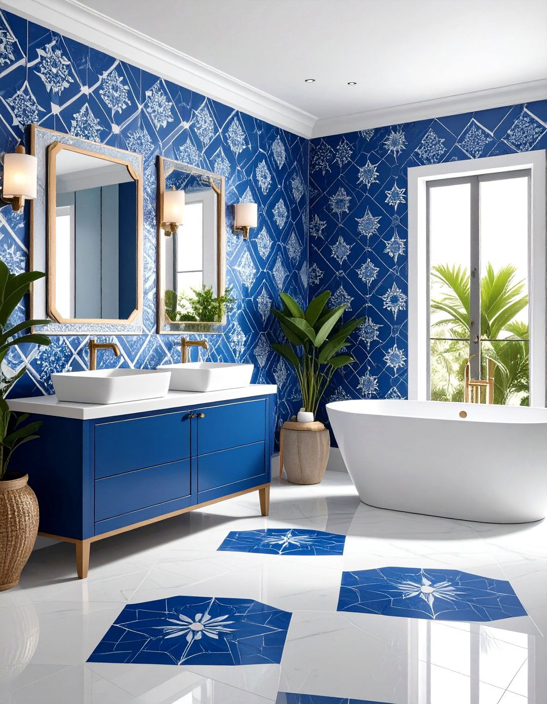 Moroccan Tile Pattern Powder Room Wallpaper - 20 Powder Room Wallpaper Ideas