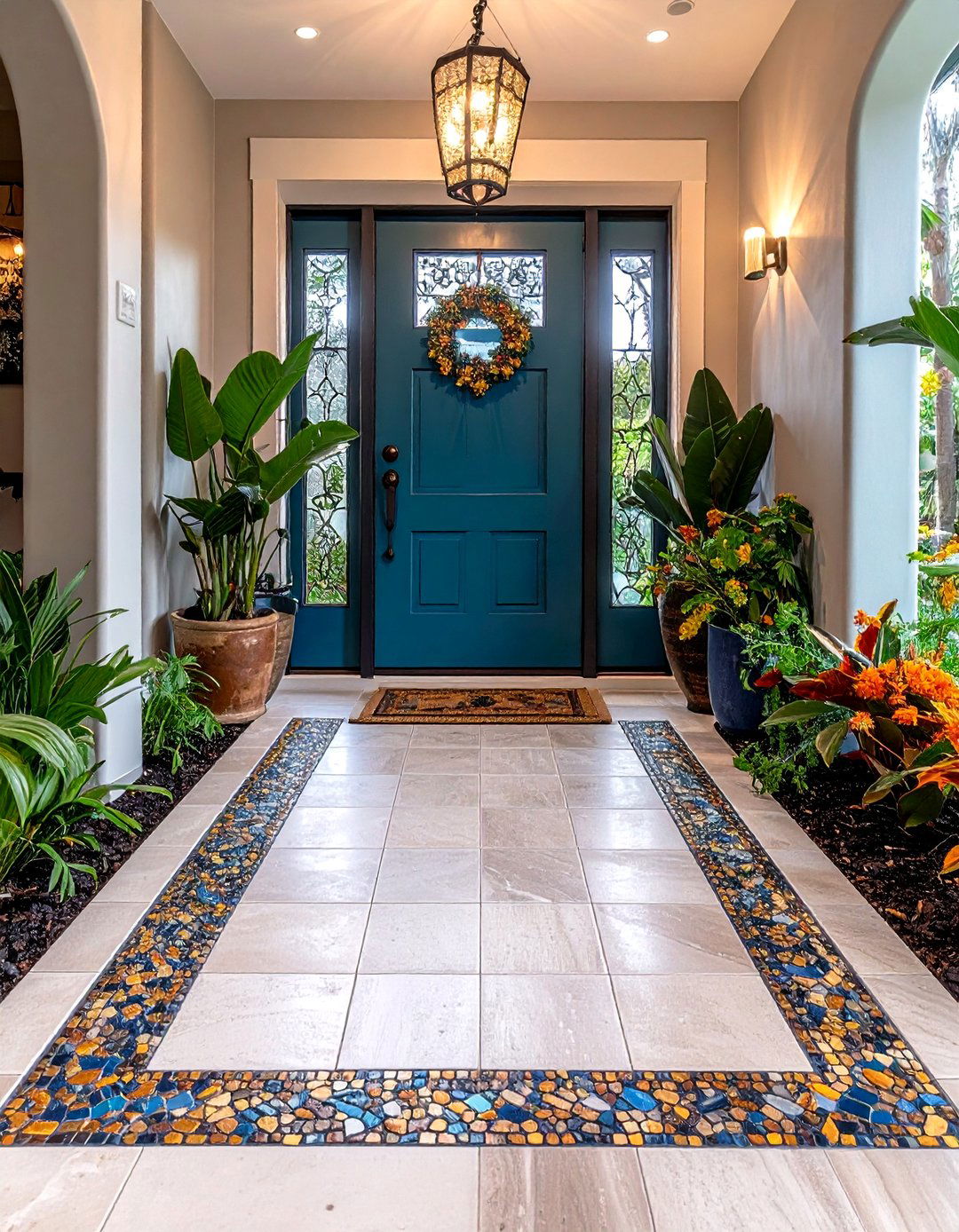 Mosaic Accent Borders - 20 Small Entryway Tile Floor Ideas