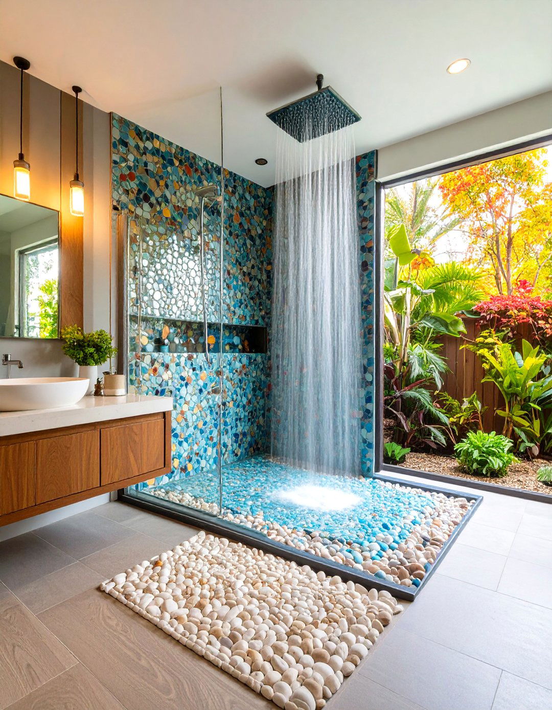 Mosaic Accent Wall - 20 Walk-in Shower Tile Ideas