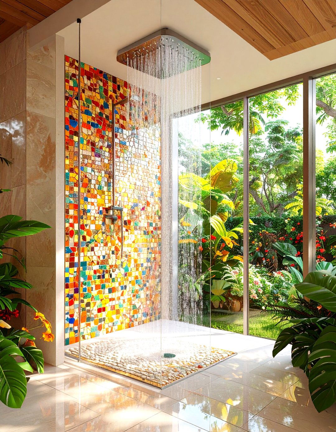 Mosaic Accent Wall - 20 Shower Surround Ideas