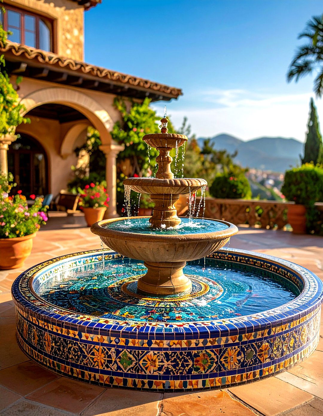 Mosaic Backyard Fountains for Artistic Expression - 20 Backyard Fountain Ideas