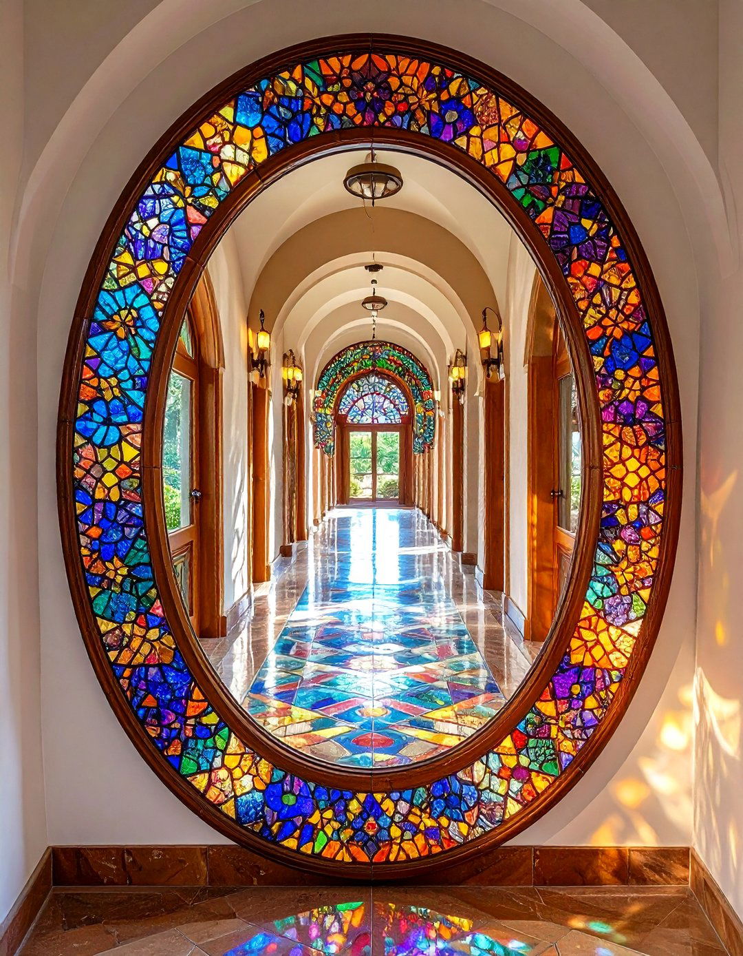 Mosaic Framed Hallway Mirror - 20 hallway mirror ideas