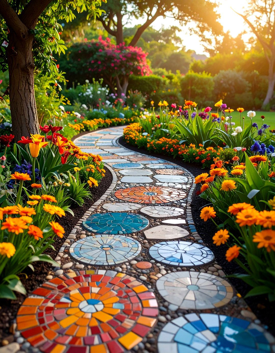 Mosaic Garden Decor Stepping Stone Pathways - 20 Garden Decor Ideas
