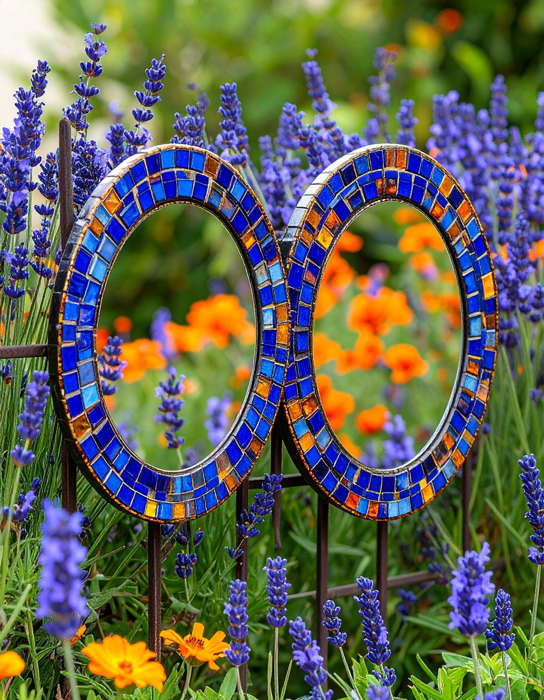 Mosaic Garden Mirror Becomes Living Artwork - 20 Garden Mirror Ideas