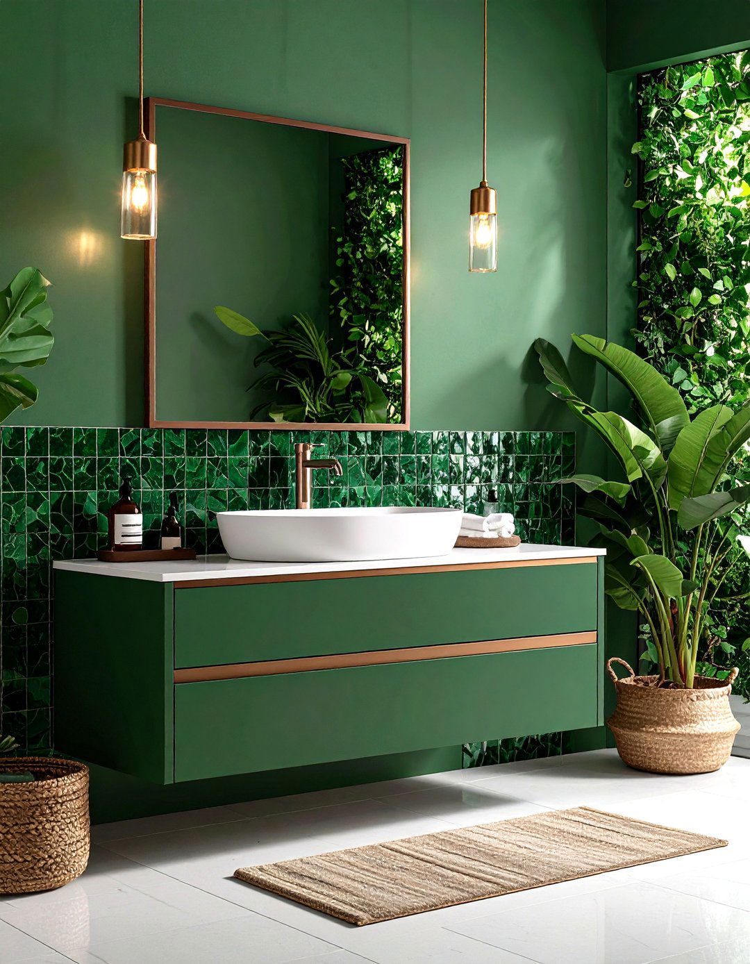 Mosaic Green Backsplash - 20 Small Green Bathroom Ideas