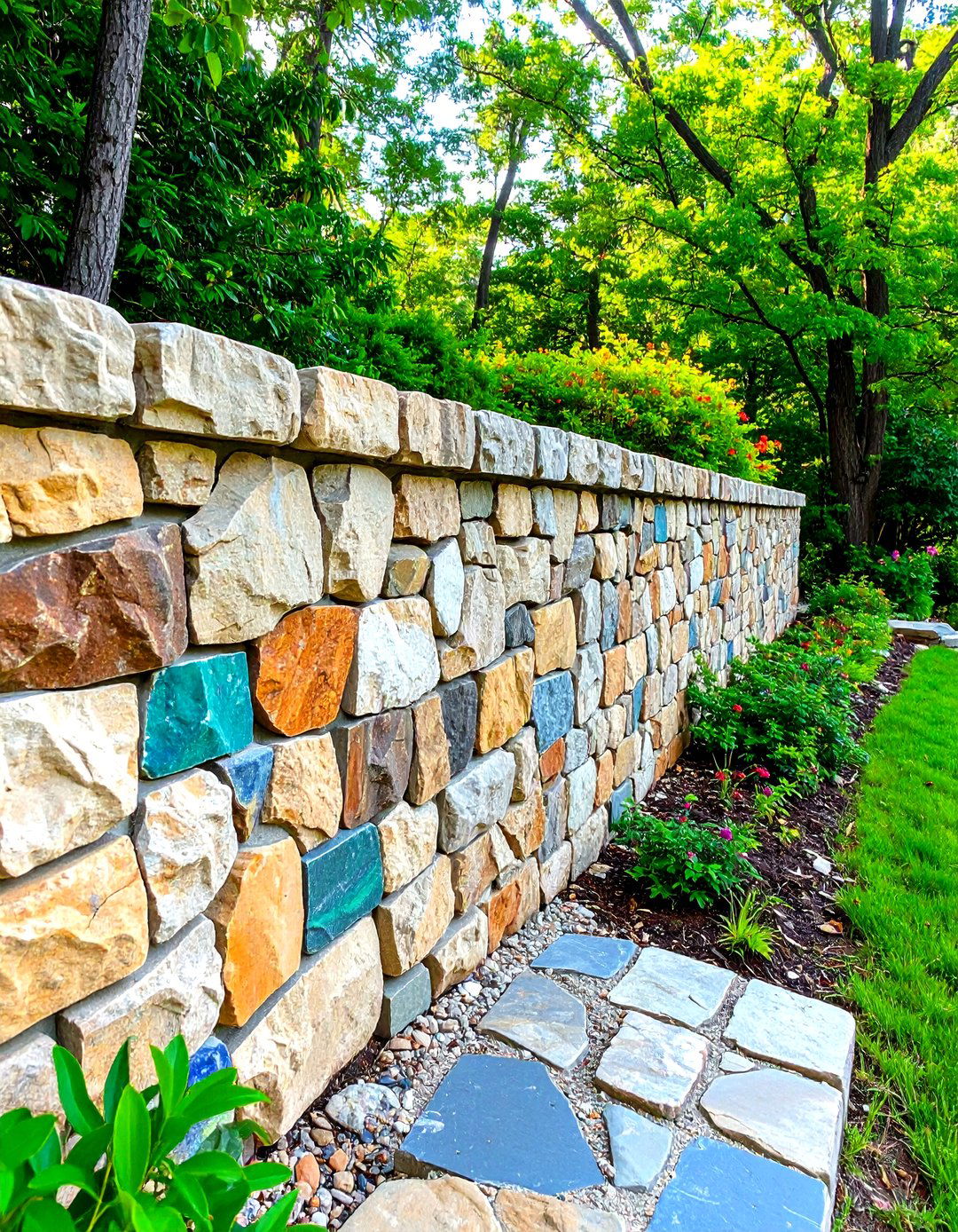 Mosaic Inlay Mortar Joint Wall - 20 Stone Wall Ideas