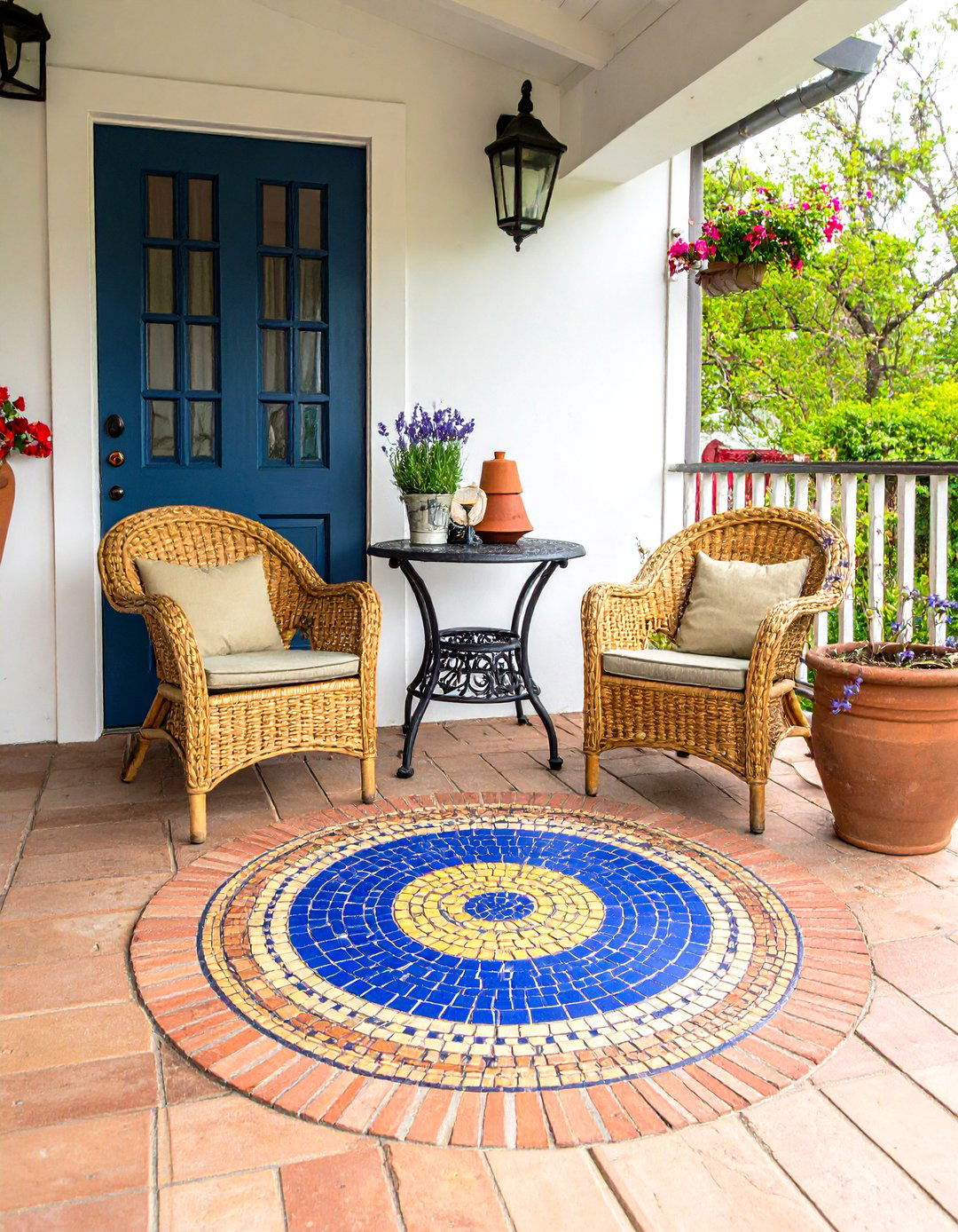 Mosaic Medallion Spanish Style Front Porch - 20 spanish style front porch ideas