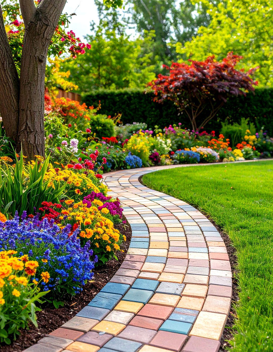 Mosaic Pattern Brick Edging - 20 Brick Edging Ideas