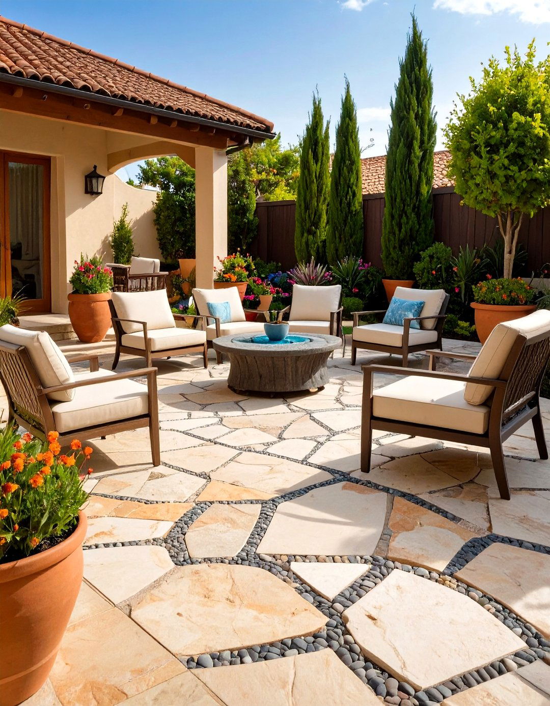 Mosaic Random Flagstone Patio for Artistic Flair - 20 Flagstone Patio Ideas