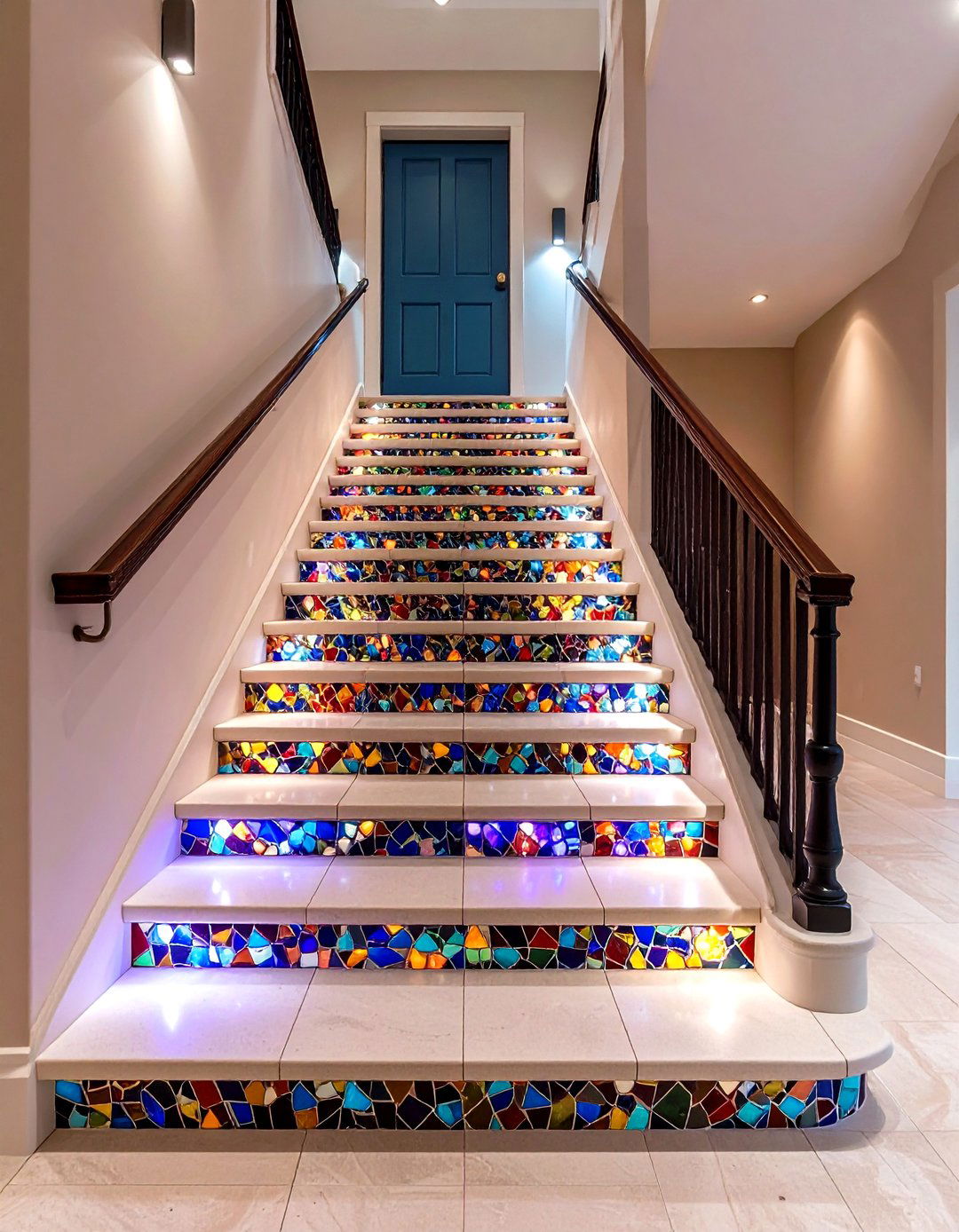 Mosaic Riser Front Steps - 20 Front Step Ideas