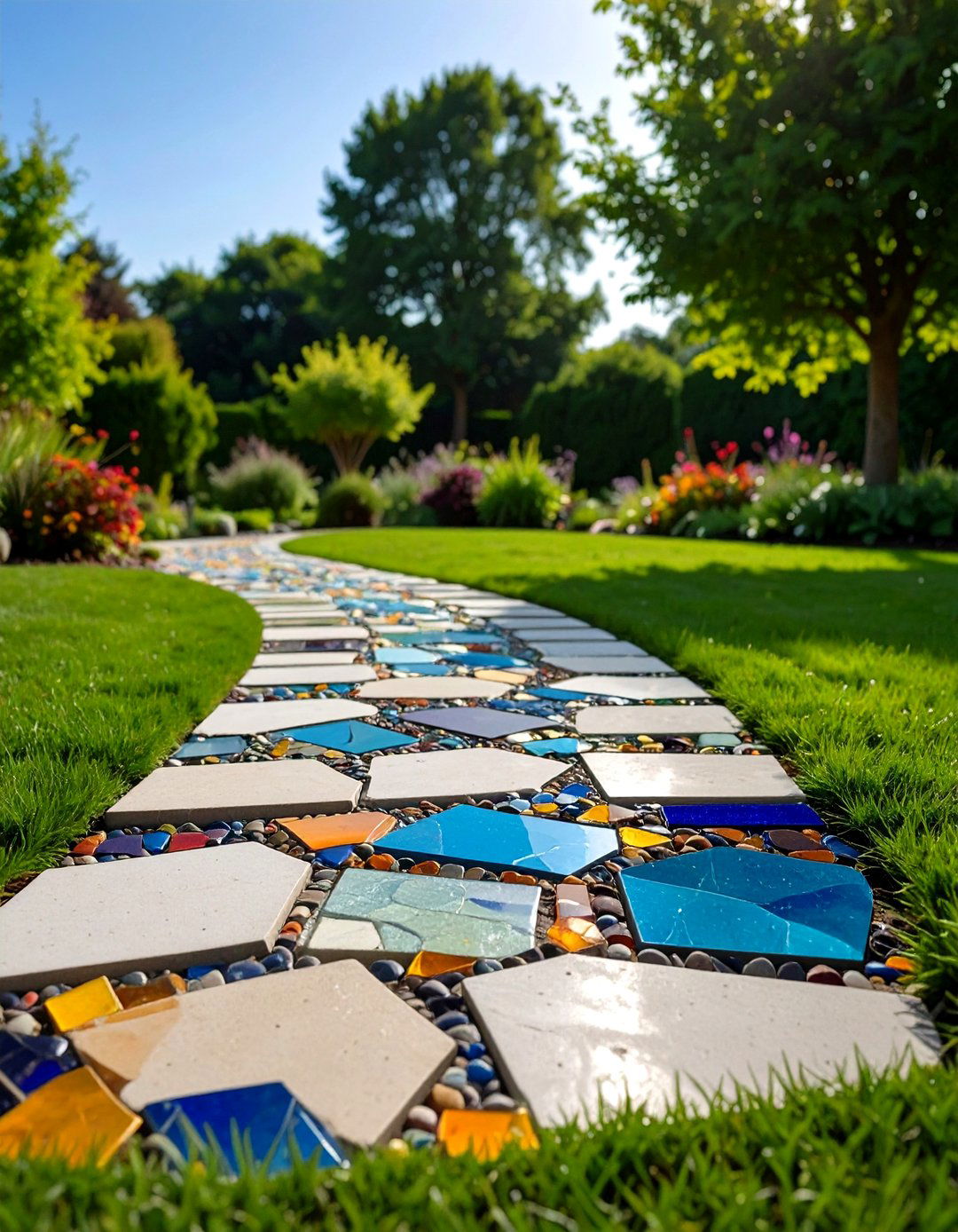 Mosaic Stepping Stones Garden Art Path - 20 Garden Art Ideas