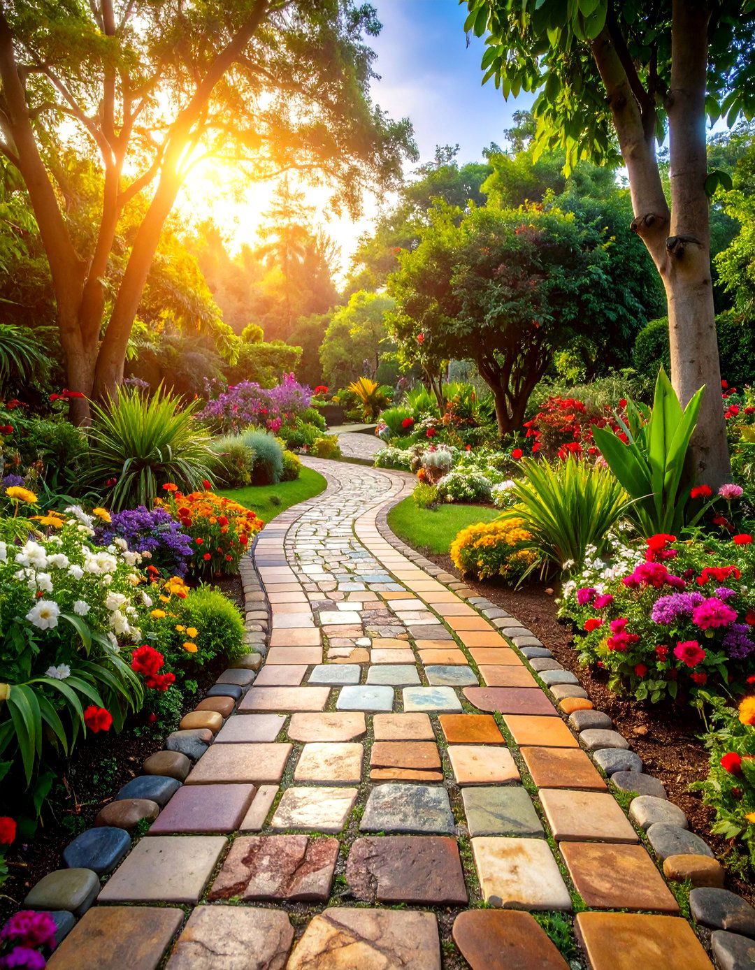 Mosaic Stone Garden Path Artistry - 20 Garden Path Ideas