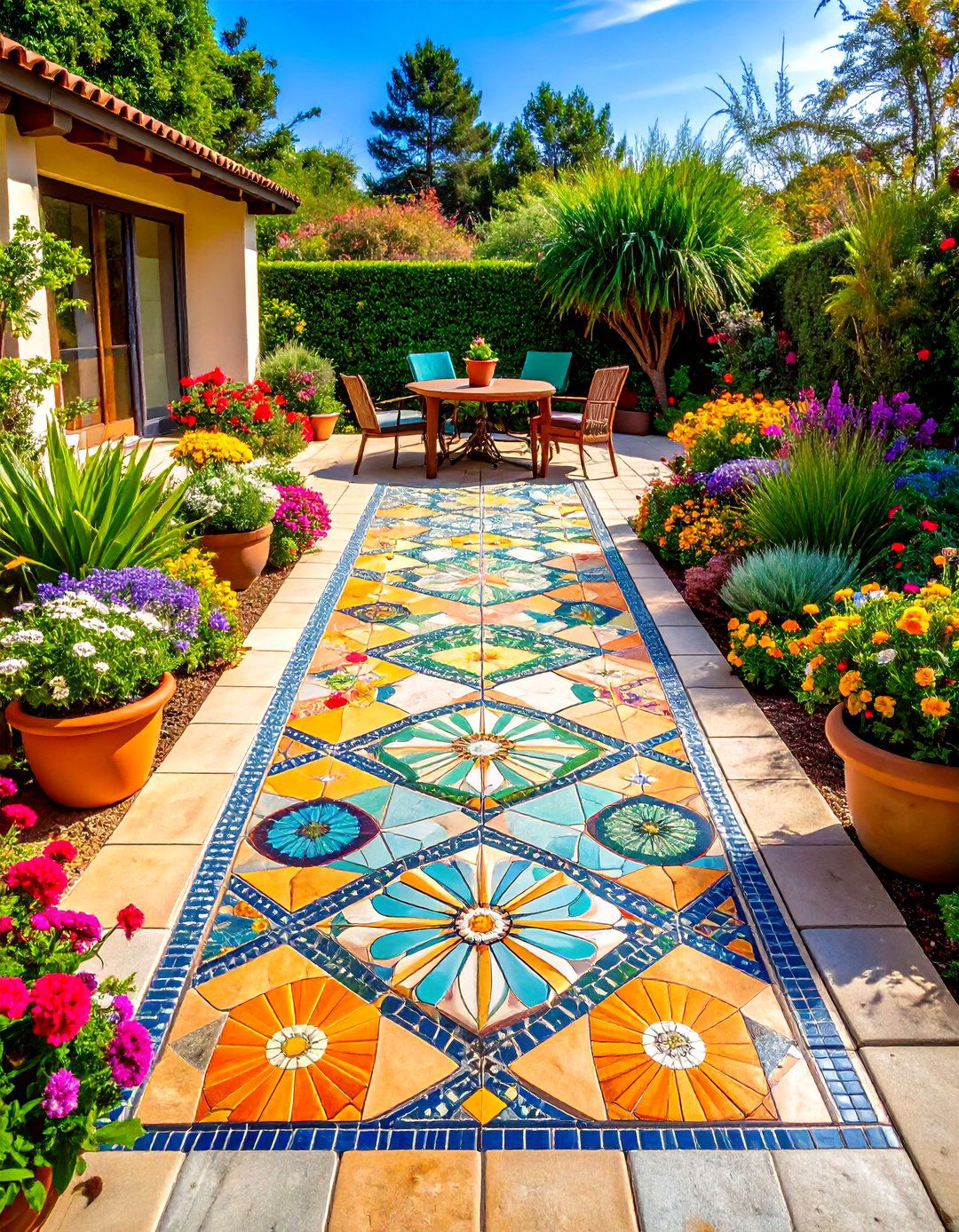 Mosaic Stone Patio - 20 Stone Patio Ideas