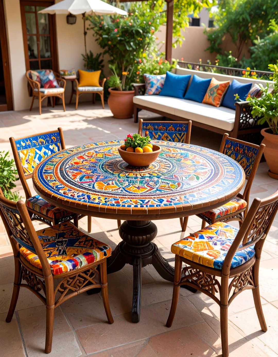 Mosaic Tile Accents - 20 Small Patio Ideas