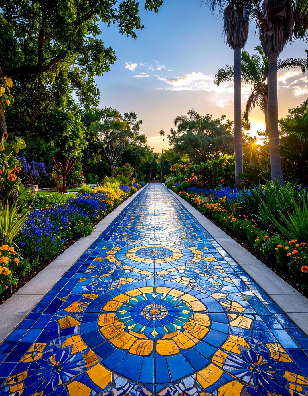 Mosaic Tile Design Concrete Walkway Painting - 20 Concrete Walkway Painting Ideas