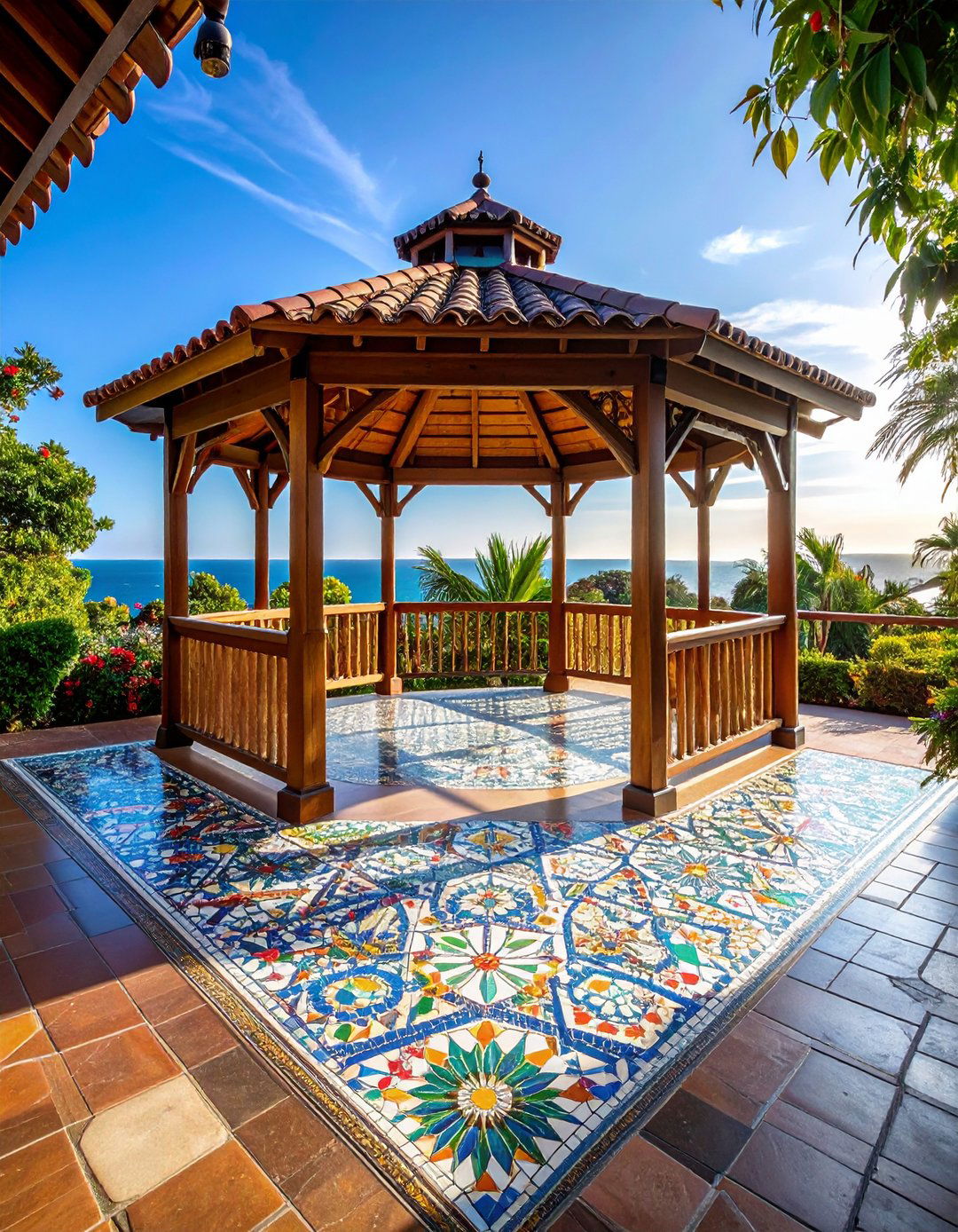 Mosaic Tile Gazebo Floor Accent - 20 Gazebo Floor Ideas