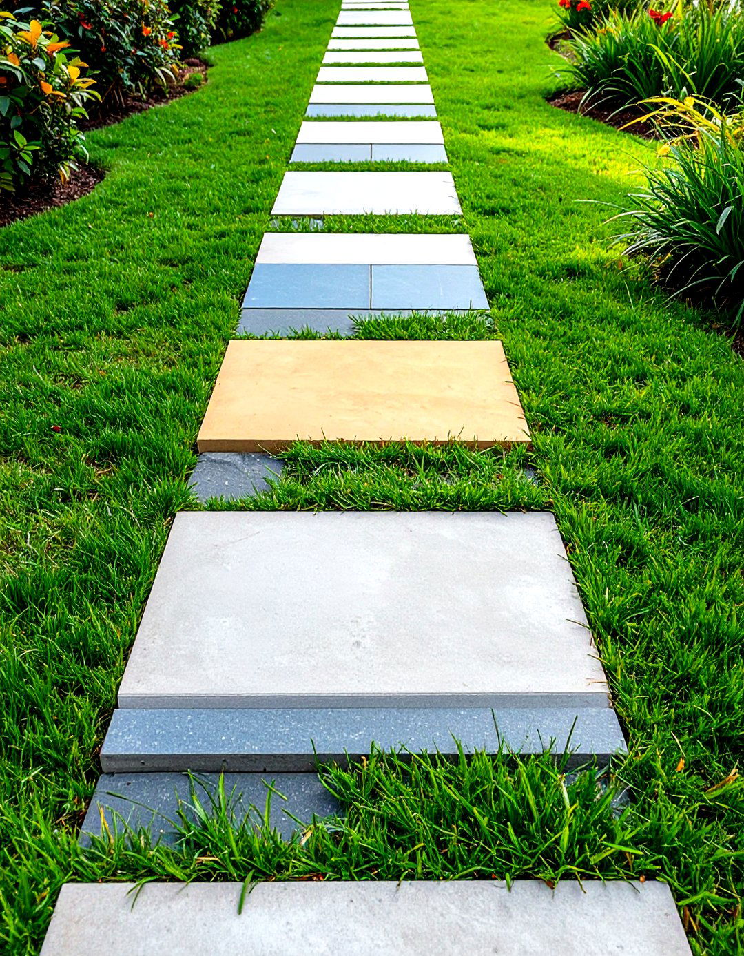 Mosaic Tile Topped Stepping Stones - 20 Stepping Stone Walkway Ideas