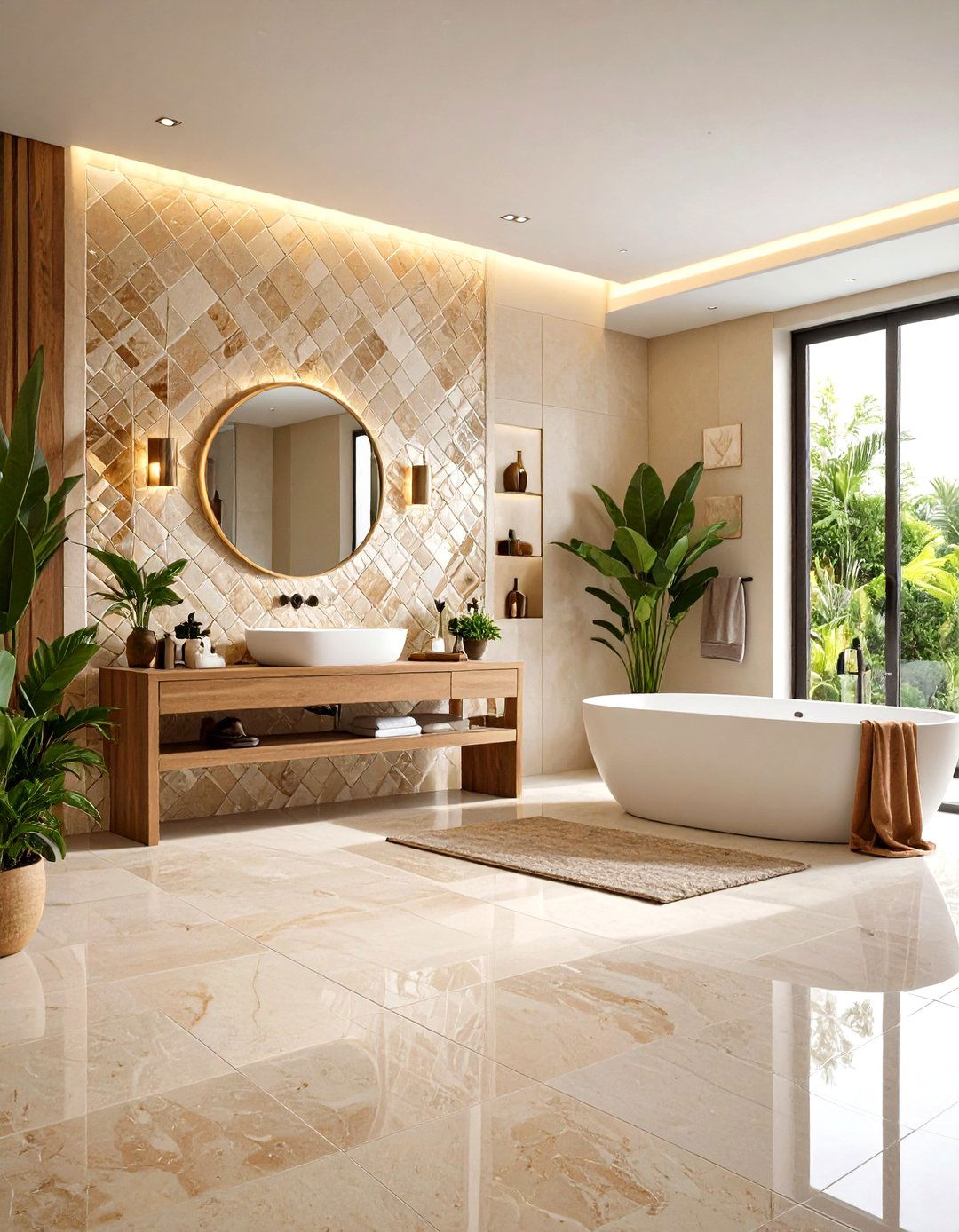 Mosaic Travertine Art Patterns - 20 Travertine Tile Bathroom Ideas