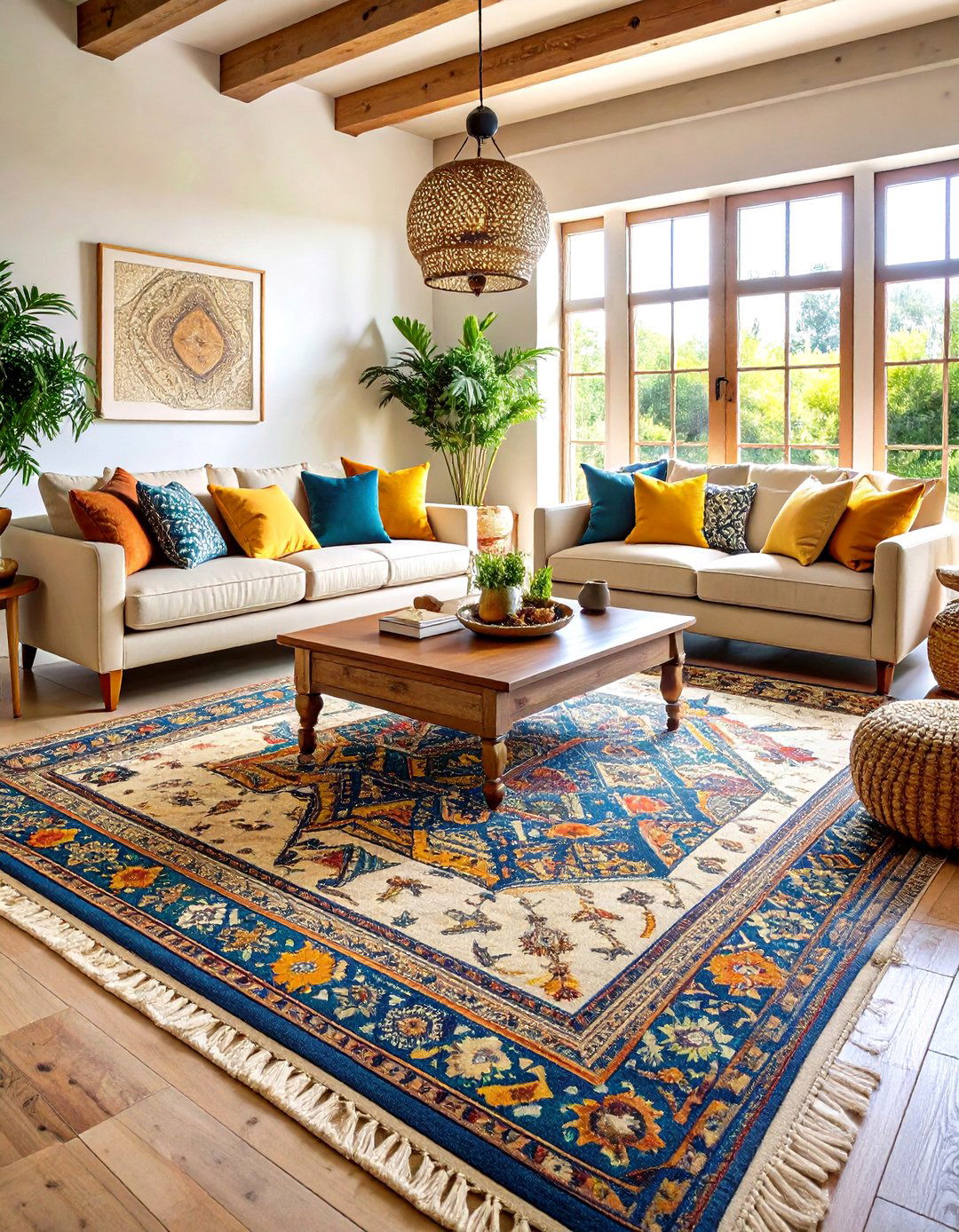 Mosaic or Patterned Rugs - 20 Tuscan Living Room Ideas