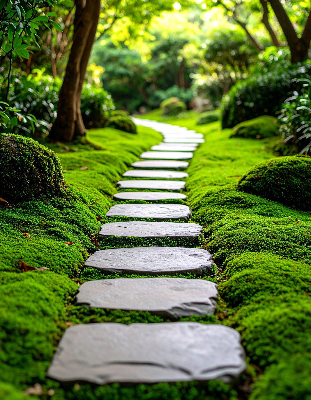Moss Between Stones Path - 20 Stone Walkway Ideas