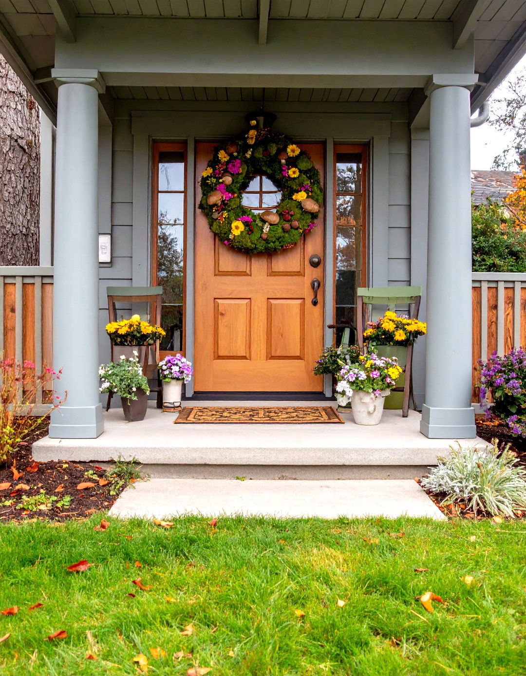 Moss Covered Wreath - 20 Spring Front Door Decor Ideas