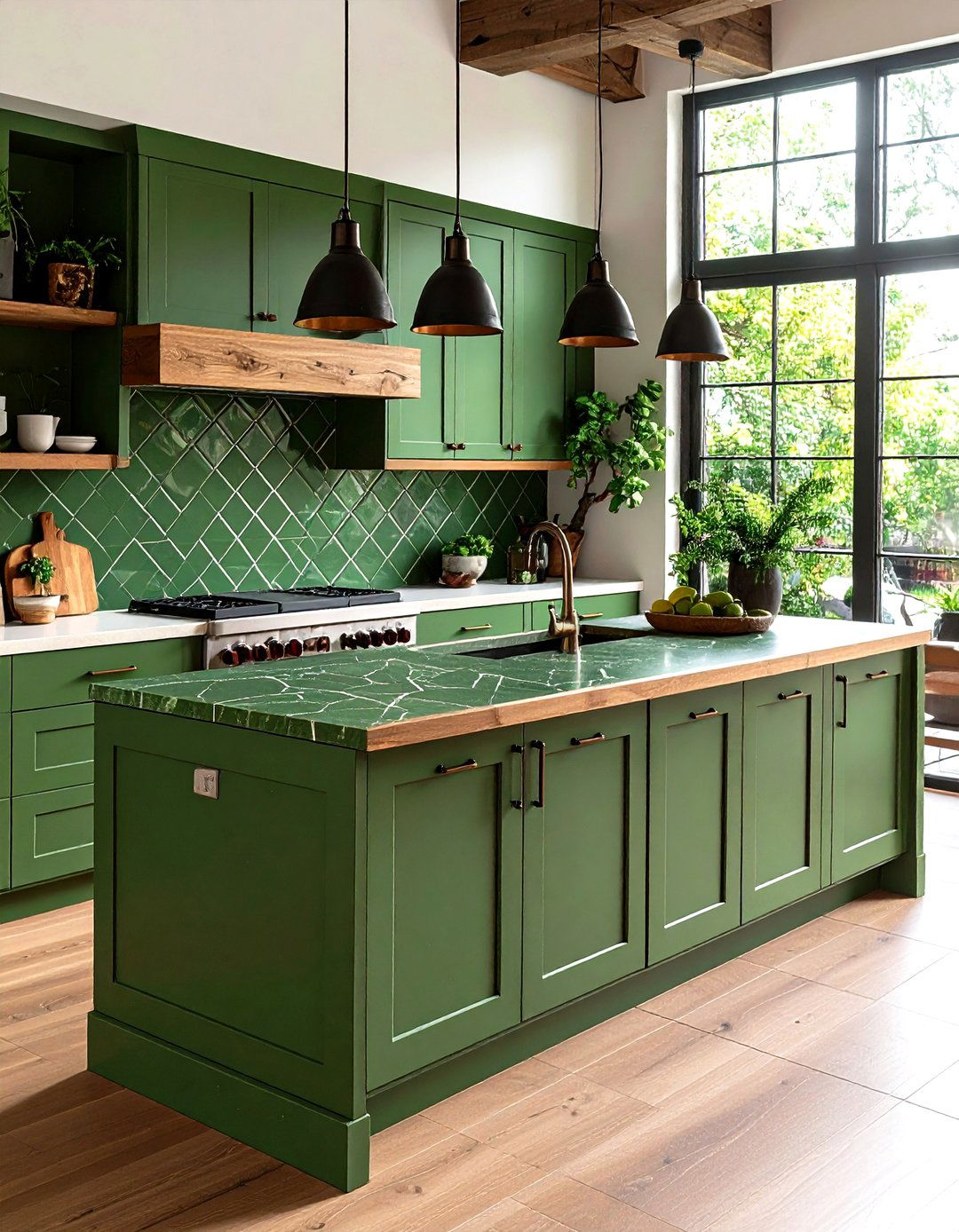 Moss Green Ceramic Tile Counter Bars - 20 Kitchen With Green Countertops Ideas