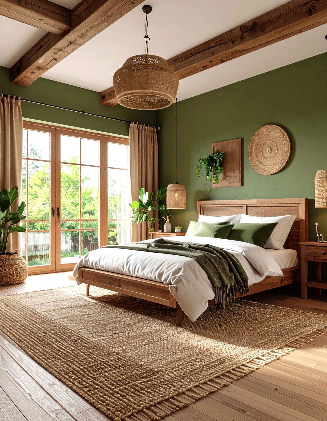 Moss Green and Rustic Brown Bedroom - 20 Green and Brown Bedroom Ideas