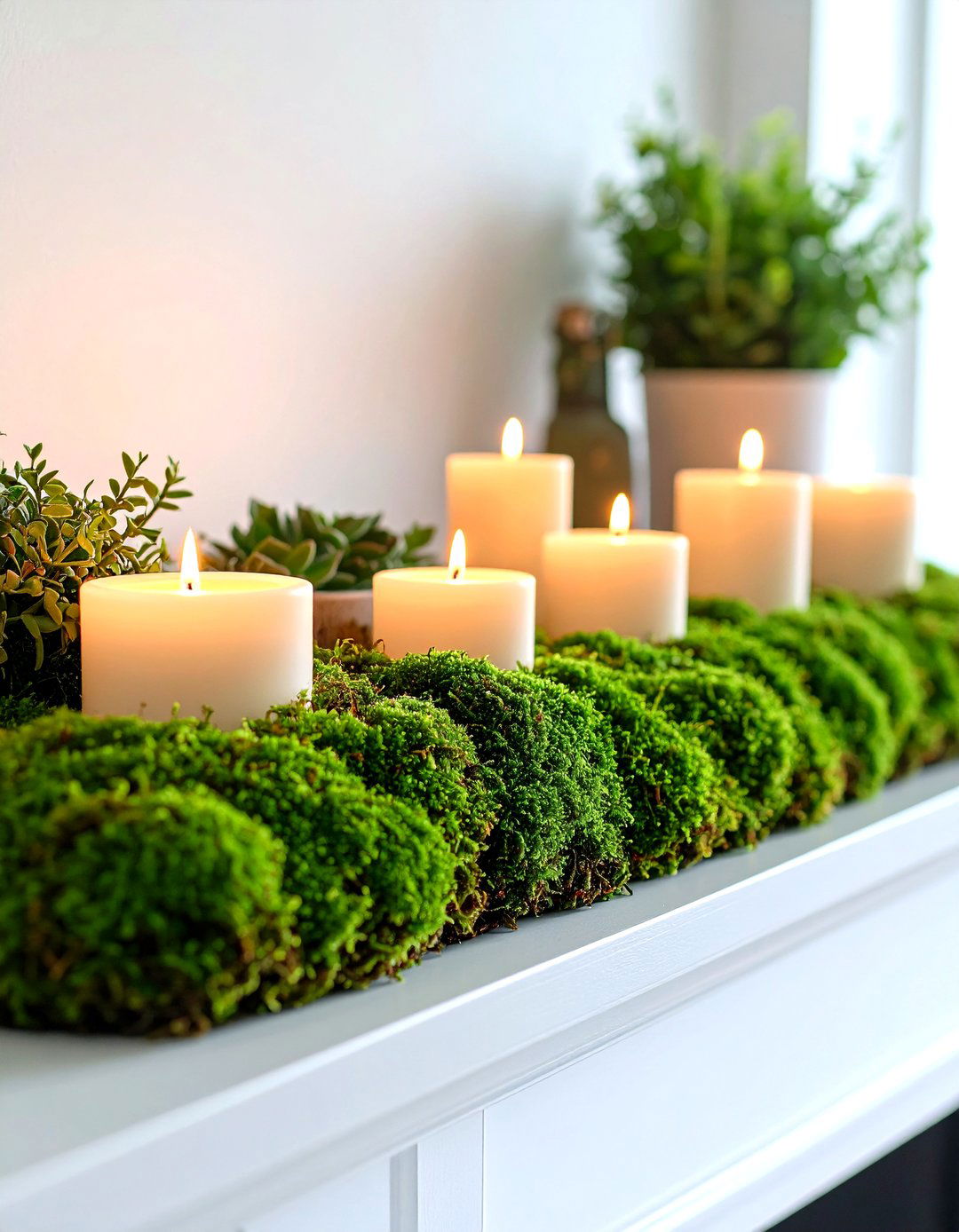 Moss Runner Base - 20 Spring Mantel Decor Ideas