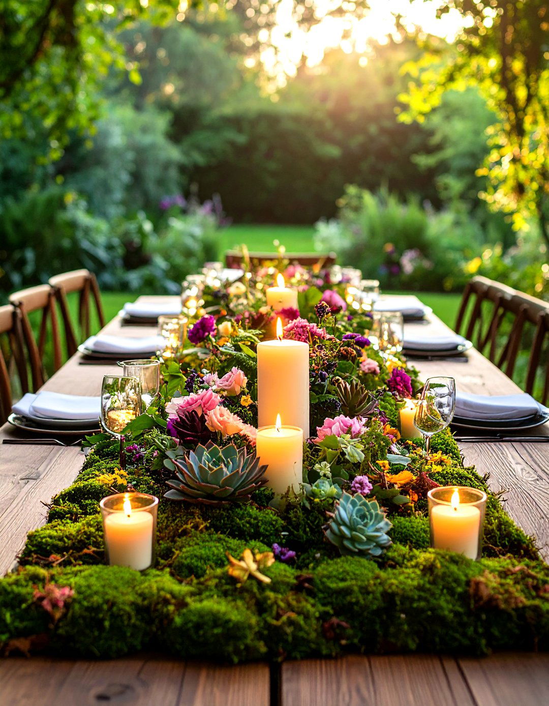 Moss Table Runners - 20 Spring Wedding Ideas