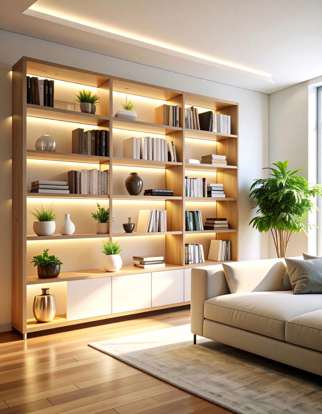 Motion Sensor Bookshelf Lighting - 20 Bookshelf Lighting Ideas
